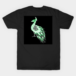 royal peacock in green emerald ecopop pattern T-Shirt